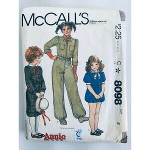 Vtg 80s McCalls 8098 Little Orphan Annie Girls Jumpsuit Romper Pattern Sz 6 CUT.